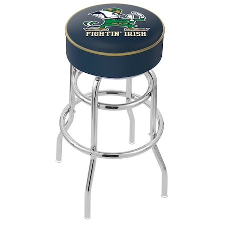 Holland Bar Stool Co 30" Notre Dame Leprechaun Cushion Seat, 2-Ring Chrome Swivel Bar Stool L7C130ND-Lep